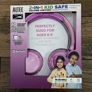 Altec Lansing Kid Safe 2-in-1 Bluetooth Wireless Pink Kid's Headphones SealedBox